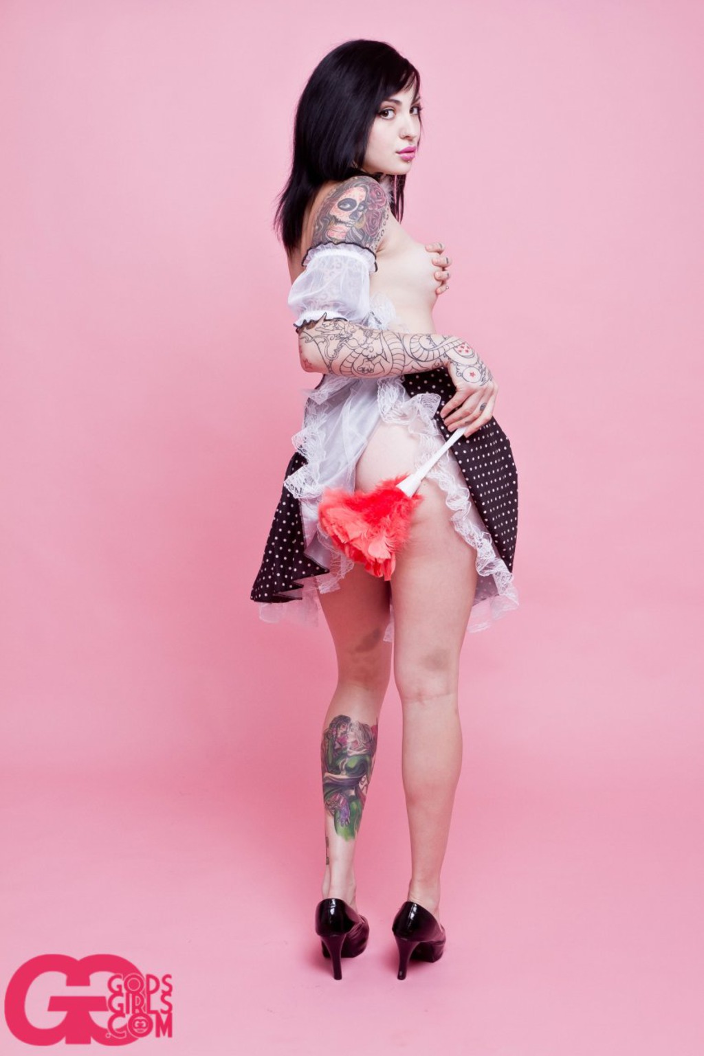Tattooed Girl In Pink Room 10