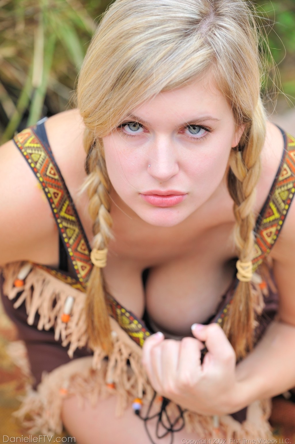Danielle plays with her pussy outdoor 09