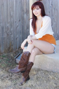 Busty teen in the garden