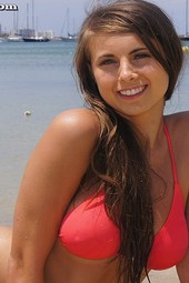 Busty Brunette Sarah Topless At The Beach
